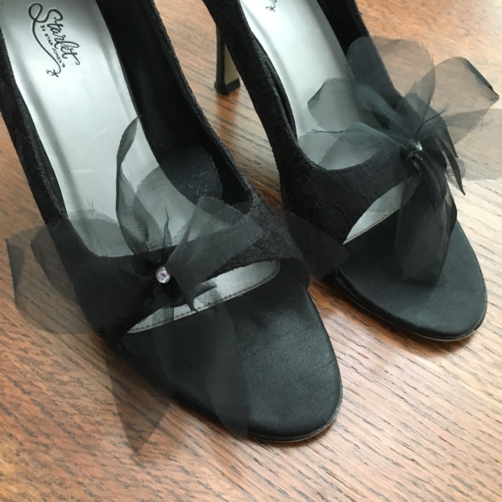 🔴 Starlet | Black Lovely Peep Toe Heels